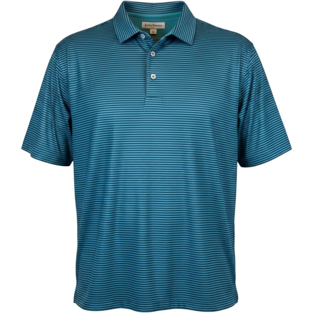 Hickey Freeman Polo Mens XL Blue Excellent Striped Golf Performance Shirt